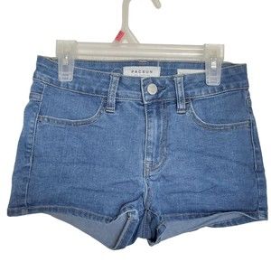 PacSun Womens Shorts Size 24 Super Stretch Shortie Blue Denim Low Rise Y2k